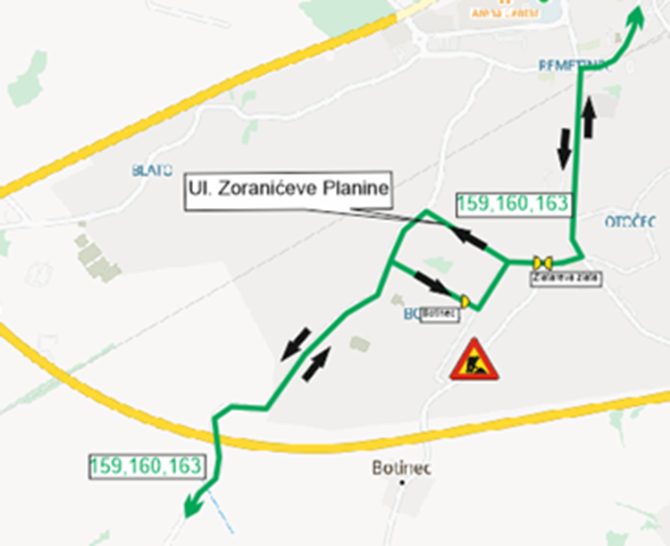 Izmjene na linijama 159,160 i 163 u subotu