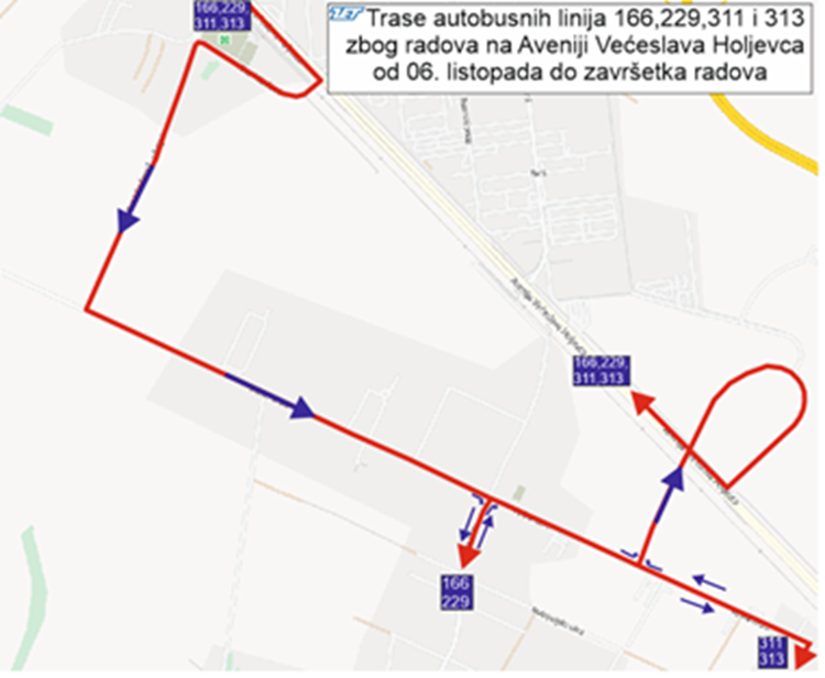 Izmjene na linijama 166, 229, 311 i 313