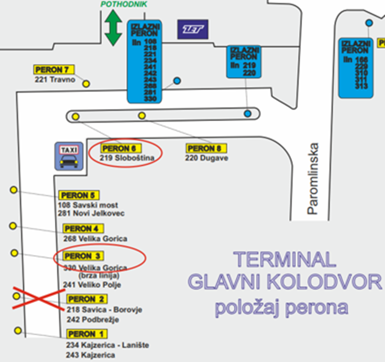 Izmjena polaznih perona linija 218 i 242