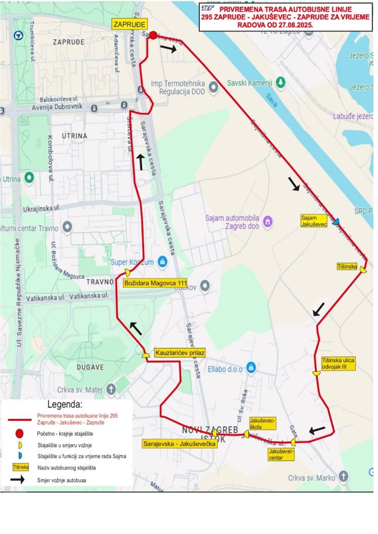 Izmjena trasa linija 295, 307 i 308