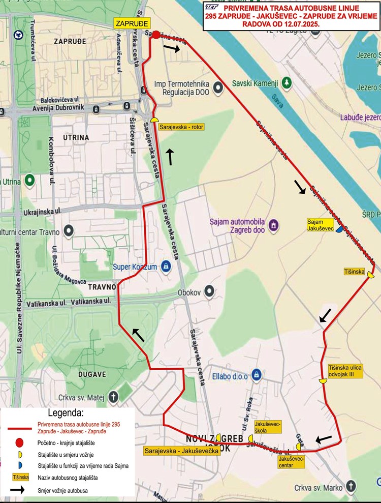 Izmjena trasa linija 295, 307 i 308