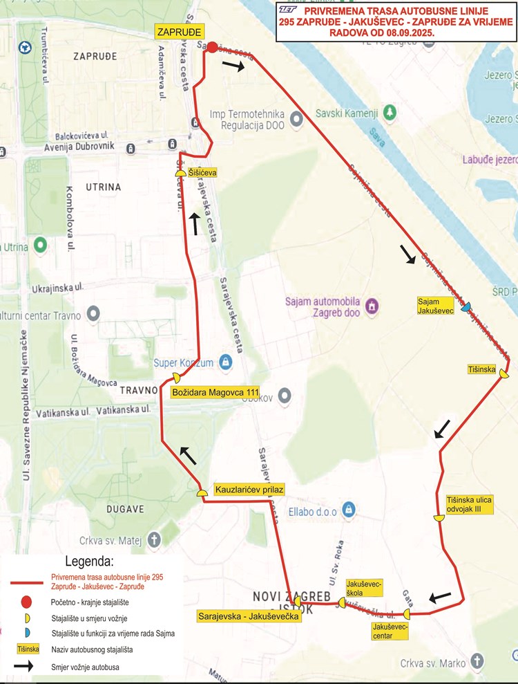 Izmjena trasa linija 295, 307 i 308