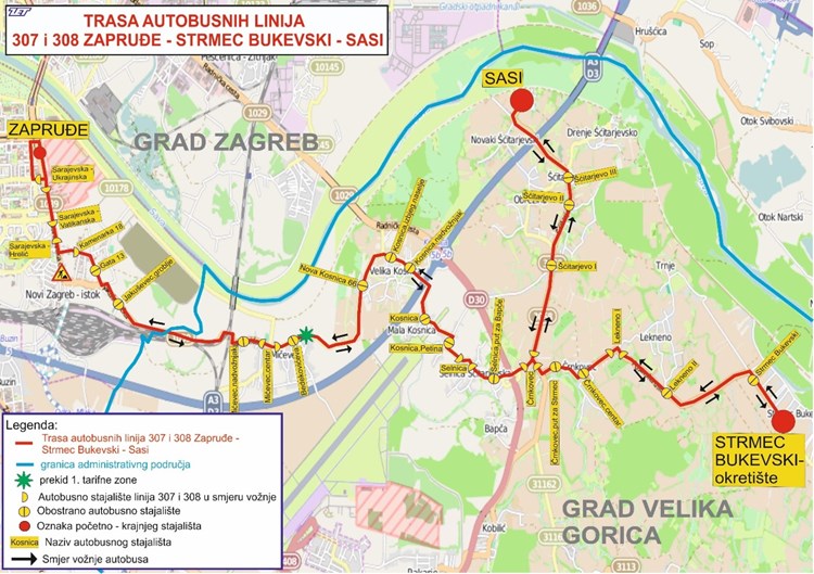 Izmjene na autobusnim linijama 295, 307 i 308