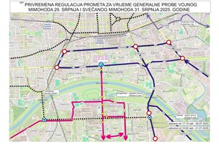 Izvanredna organizacija prijevoza zbog održavanja vojnog mimohoda,  31. srpnja