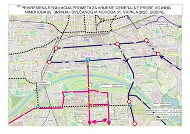Izvanredna organizacija prijevoza zbog održavanja vojnog mimohoda,  31. srpnja